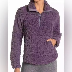 Z By Zella Women Faux Shearling 1/4 Zip Pullover